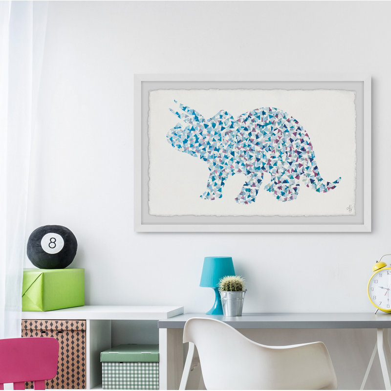 Esmeralda Amada Patterned Triceratops - Single Picture Frame Painting, 61cm H x 91cm W