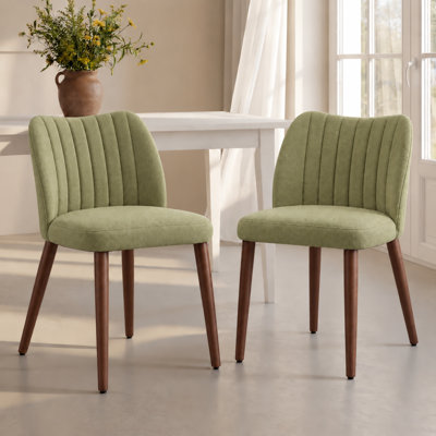 Modern Upholstered Dining Side Chair with Wooden Legs 