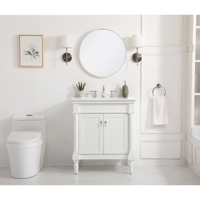 Ensemble de meuble-lavabo simple 30 po Lexington, Blanc antique / blanc ivoire