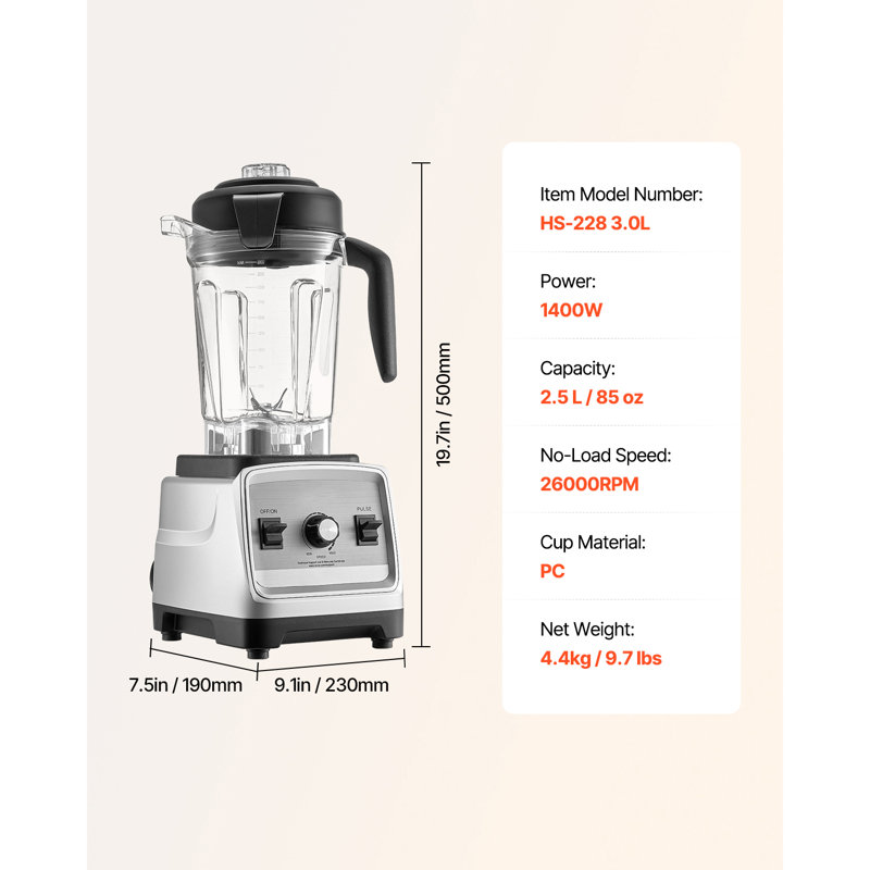 Mélangeur 85 oz. 1400W pour Smoothies