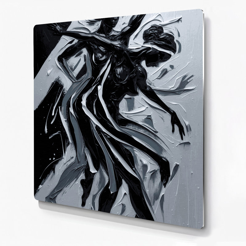 Abstrait art figuratif gris en métal 60, H 12 po x l 12 po
