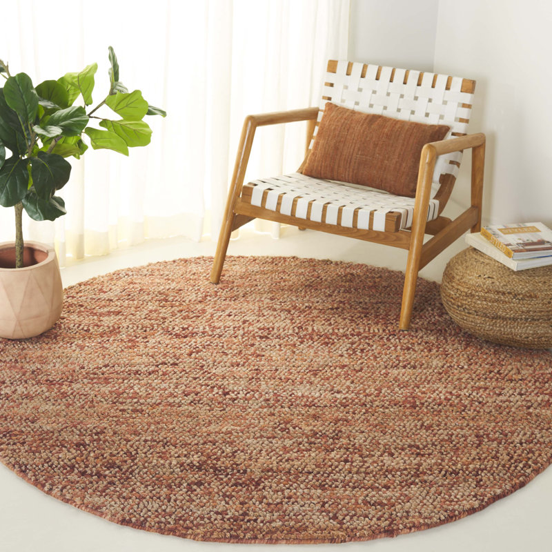 Ellman Hand Woven Jute/Wool Rug in Brown, Round 6'