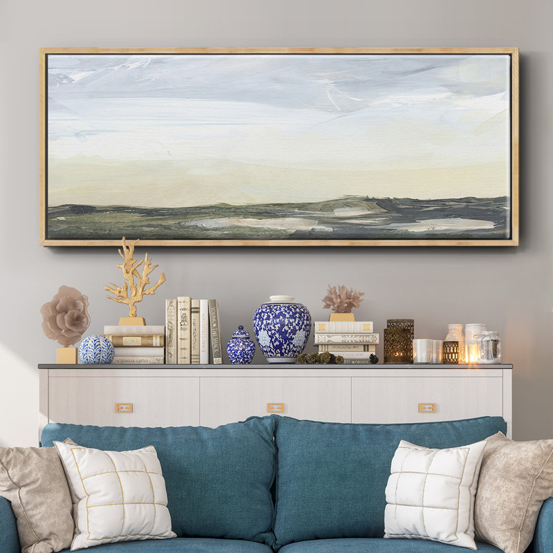 Green Ridge I- Framed Canvas, 12" H x 30" W