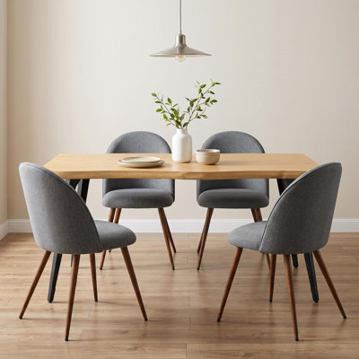 Ensemble de salle à manger moderne 5 pièces avec table à bords ondulés 63 po Shivani