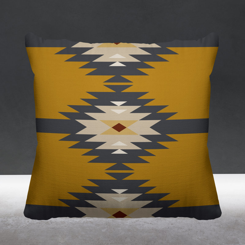 Coussin décoratif intérieur / extérieur Onida Southwestern, L 15 po x H 15 po, Jaune