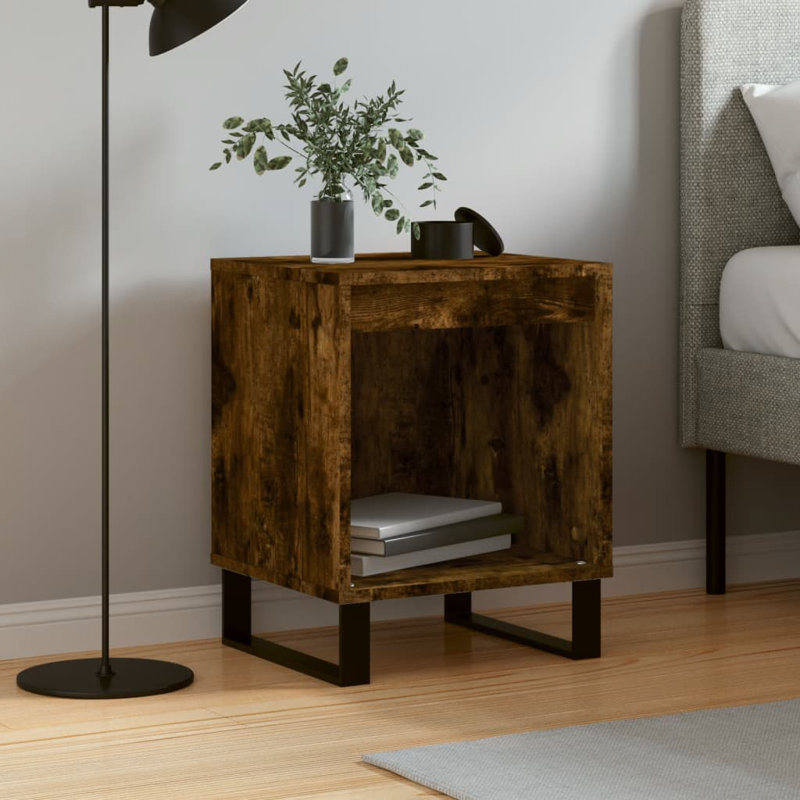 Cromartie Metal Bedside Table, Smoked Oak, Individual