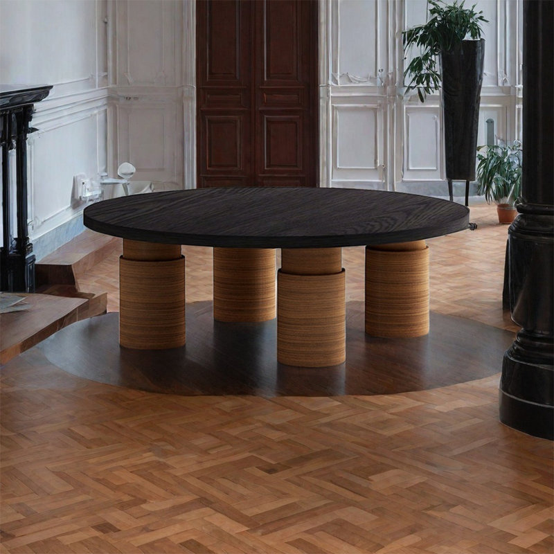 Table basse ronde de style ancien salon, H 13,8 po x L 31,5 po x l 31,5 po