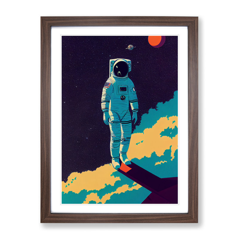 Astronaut In Space No.2 - Single Picture Frame Print, 46cm H x 34cm W x 2cm D, Walnut Framed