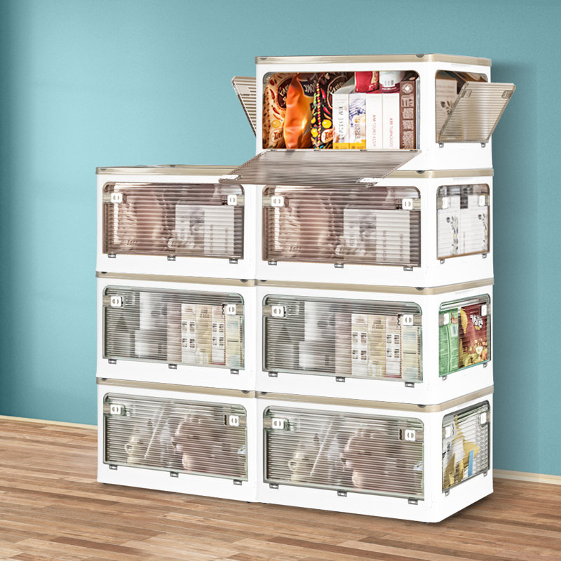 2x Folding Storage Container Stackable Plastic Clothes Toy Organizer Box, 29.5cm H x 51.5cm W x 36cm D
