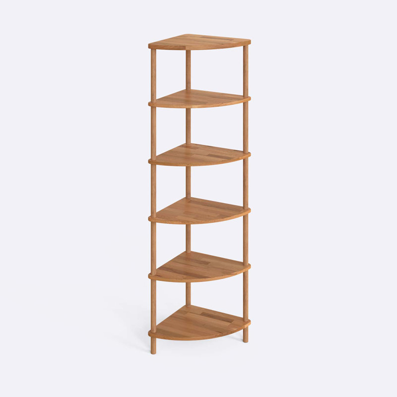Webb Corner Bookcase, 6 Shelf Solid Wood Corner Bookshelf for Living Room and Office