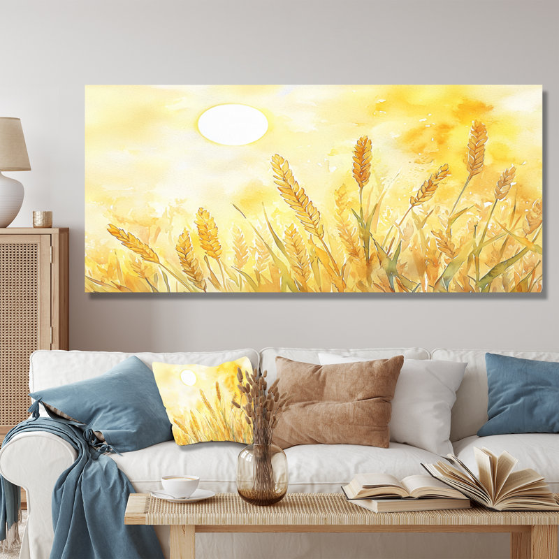 Golden Field Of Dreams I - Prairies, impression murale sur métal, H 28 po x l 60 po