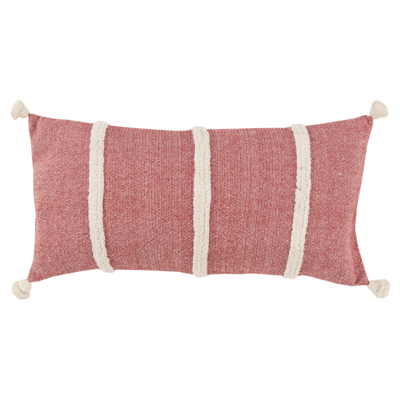  100% Cotton Lumbar Rectangular Pillow Cover & Insert, Red