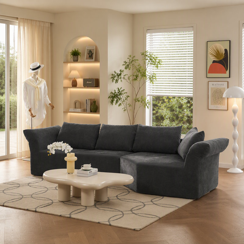 Canapé d'angle modulaire, Right, Dark Grey Fabric