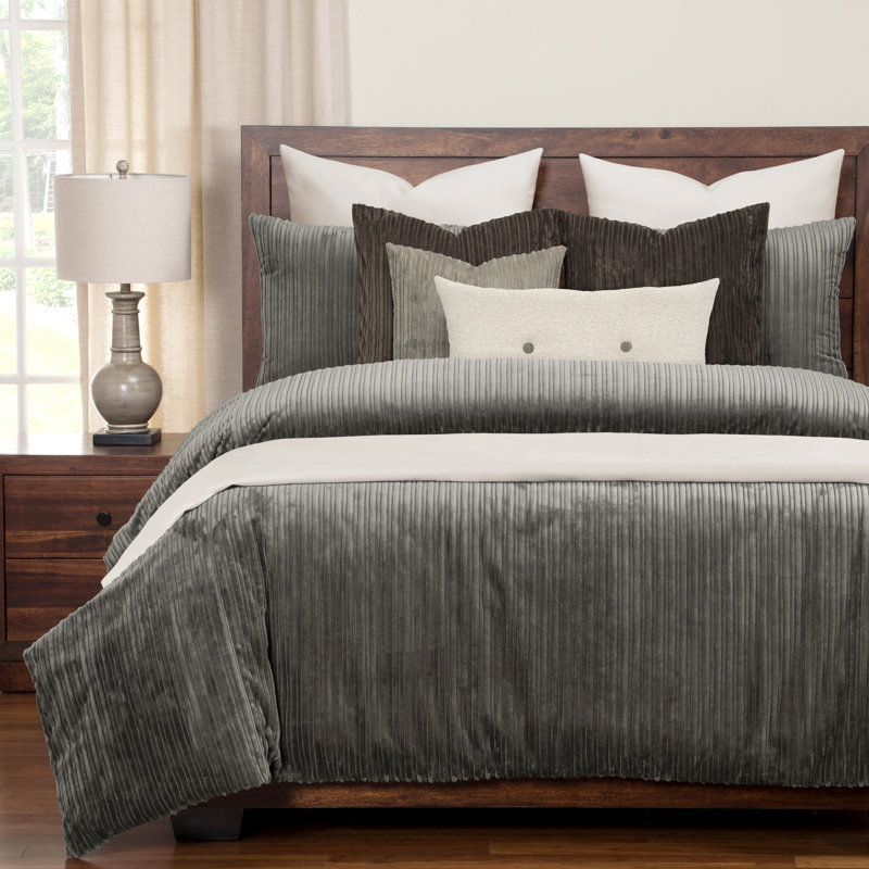 Ensemble de housse de couette et de coussins Downy Plush, Lit double, Gris