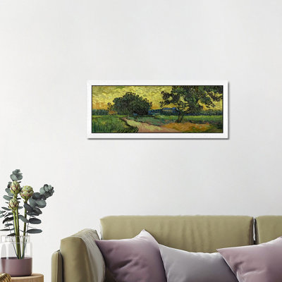 Landscape At Twilight by Vincent Van Gogh - Floater Frame Panoramic Painting on Canvas