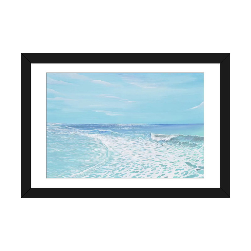 Vista Wave, reproduction d'art sur toile tendue, H 16 po x l 24 po x P 1 po, Papier d'art encadré noir, Blanc