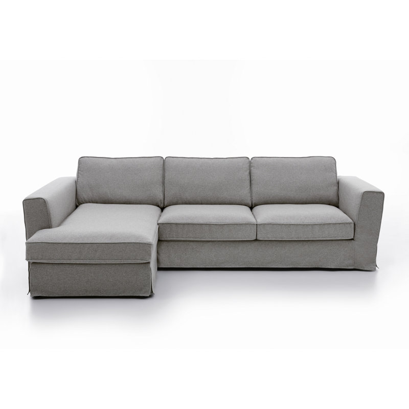 Corner Sofa, Left Hand Facing, Gray Polyester