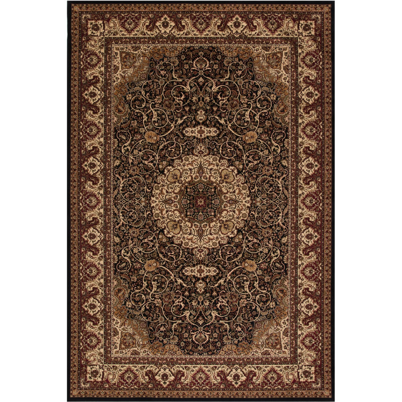 Tapis brun / rouge Izaiah, Rectangle 6 pi 7 po x 9 pi 6 po