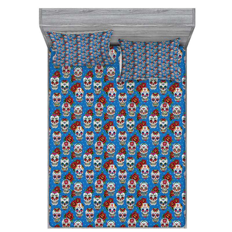 Microfiber Floral Sheet Set, Full Sheet Set with Fitted Sheet