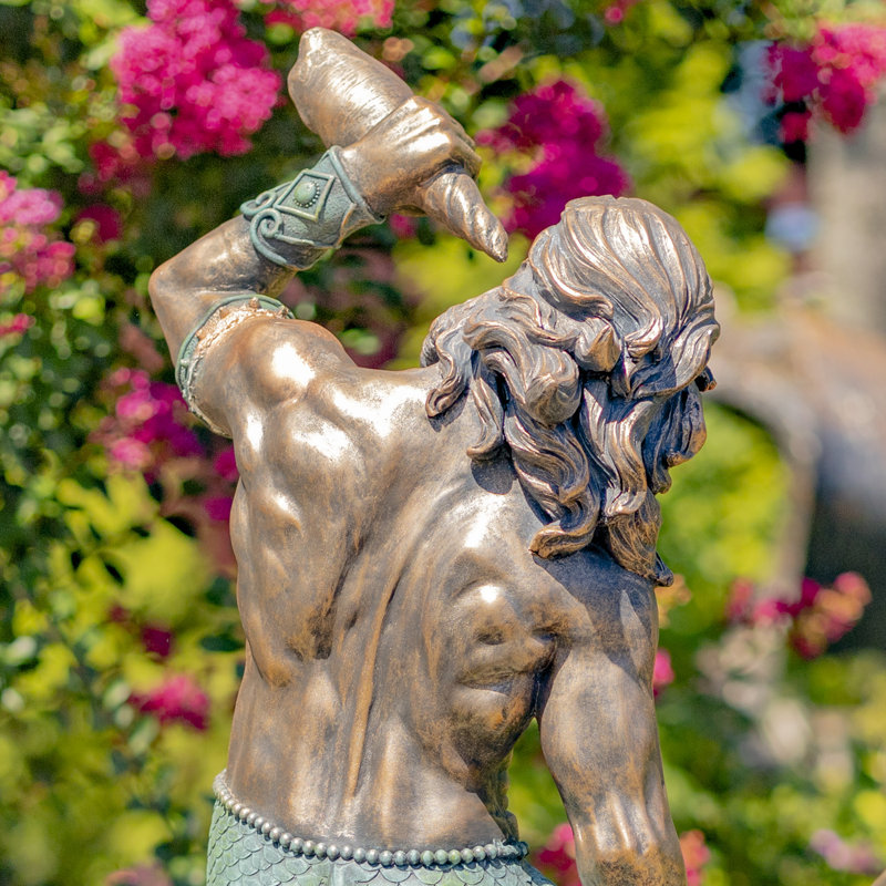 Eilidhmay Nautical Magnesium Merman Garden Statue, Bronze