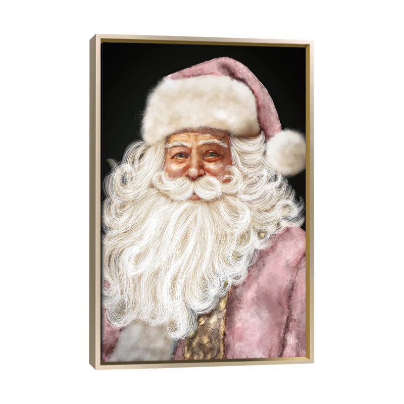 «Pink Santa», reproduction d'art murale , H 26 po x l 18 po, Impression encadrée sans passe-partout, Champagne