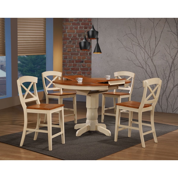 Rosalind Wheeler Paquin 6 - Piece Extendable Solid Wood Pedestal Dining ...