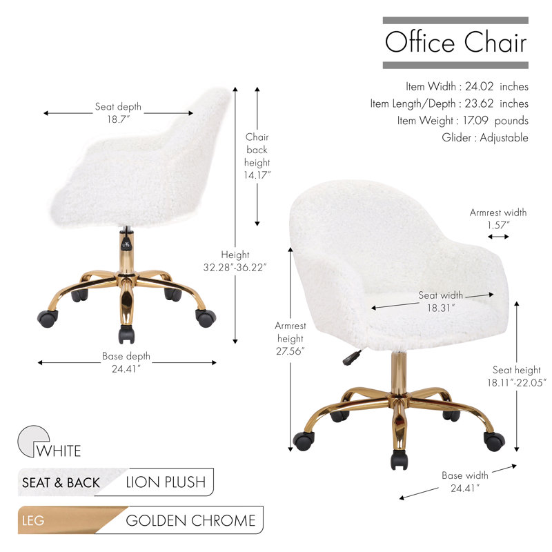 Chaise de travail Kristian, Blanc