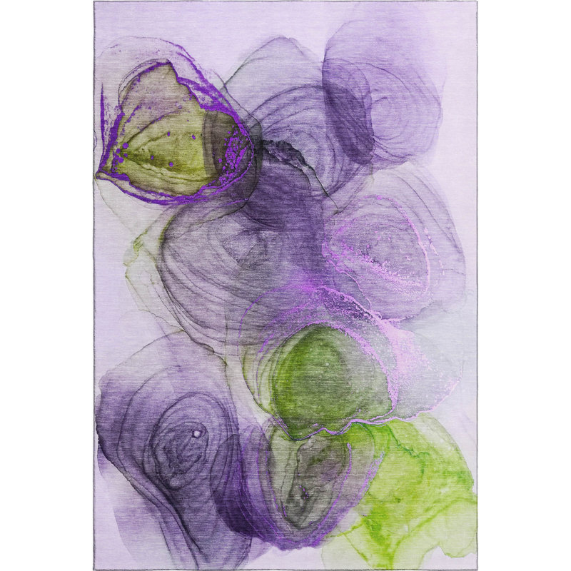 Tapis mauve de qualité supérieure lavable à la machine 2 pi 6 po x 3 pi 10 po Cerrito AMF513, Rectangle 8 pi x 10 pi