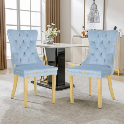 Upholstered Dining Chairs.Tufted Back Design With Stainless Steel Leg