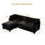Canapé modulaire moderne en chenille noir avec rangement, grande forme en L pour le salon