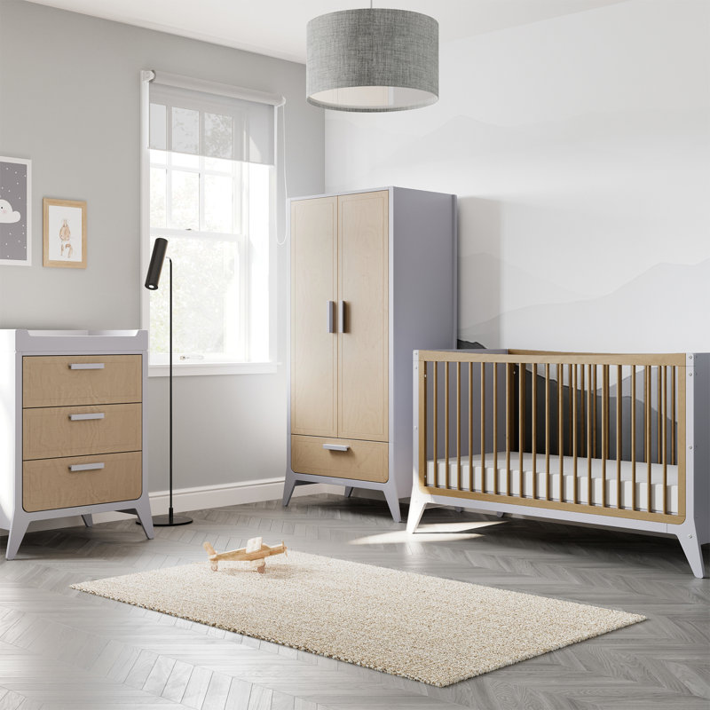 SnuzFino Cot Bed, Light Grey/Natural
