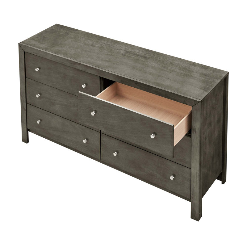 Commode 6 tiroirs, armoire de rangement, Gris