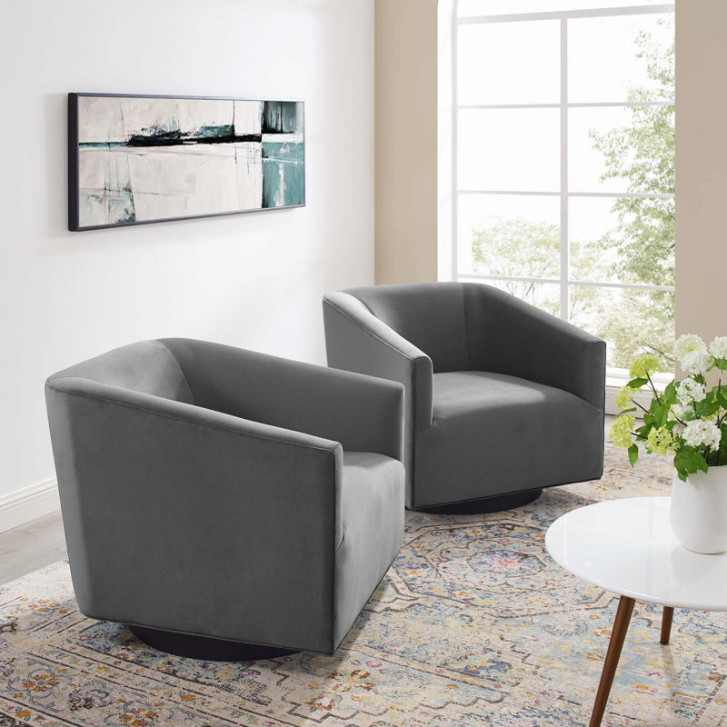 Chaise pivotante Twist, Velours gris velours