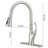 Single-Handle Pull-Down Pull-Out Sprayer 3 Spray High Arc Kitchen Faucet With Deck Plate In Brushed Nickel-116830678