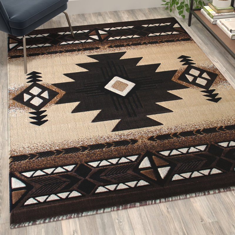 Leitha traditionnel en fibre d'oléfine, Rectangle 5' x 7'