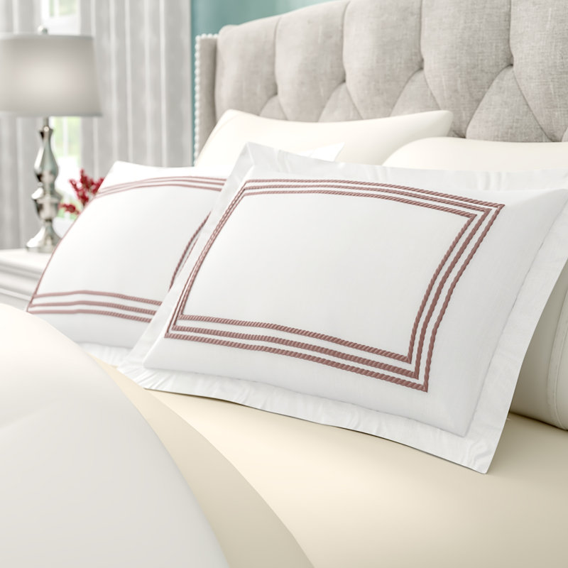 Janay 100% Cotton Pillow Sham, Euro, Navy / White