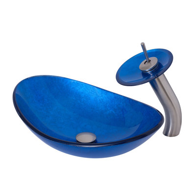 Lavabo de salle de bain ovale en verre avec robinet azzurro