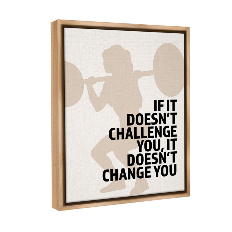 "Motivational Défi Workout" par Victoria Barnes sur toile, Cadre flottant orme Montalcino, H 21 po x l 17 po
