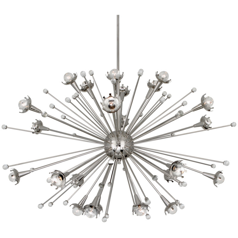 Mid-Century Radiant Sputnik 24-Light Sphere Chandelier in Polished Nickel