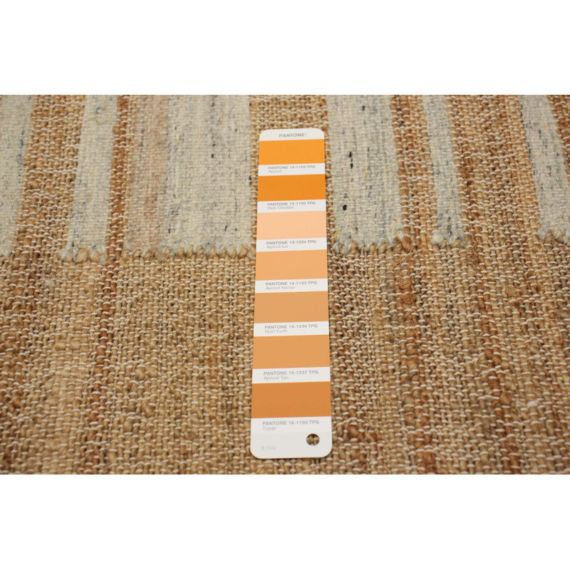 Tapis brun rayé en jute / sisal rectangulaire tissé à plat à la main 5 pi x 8 pi Pinttu