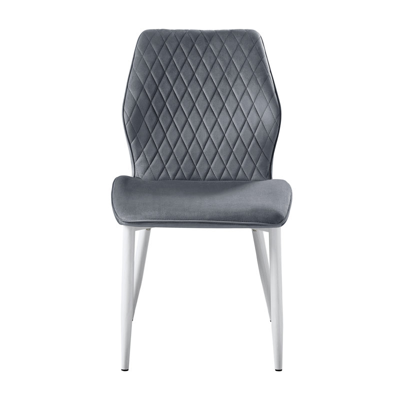 Ensemble de 2 chaises de salle à manger modernes en velours avec pieds en métal blanc pour des espaces de salle à manger élégants