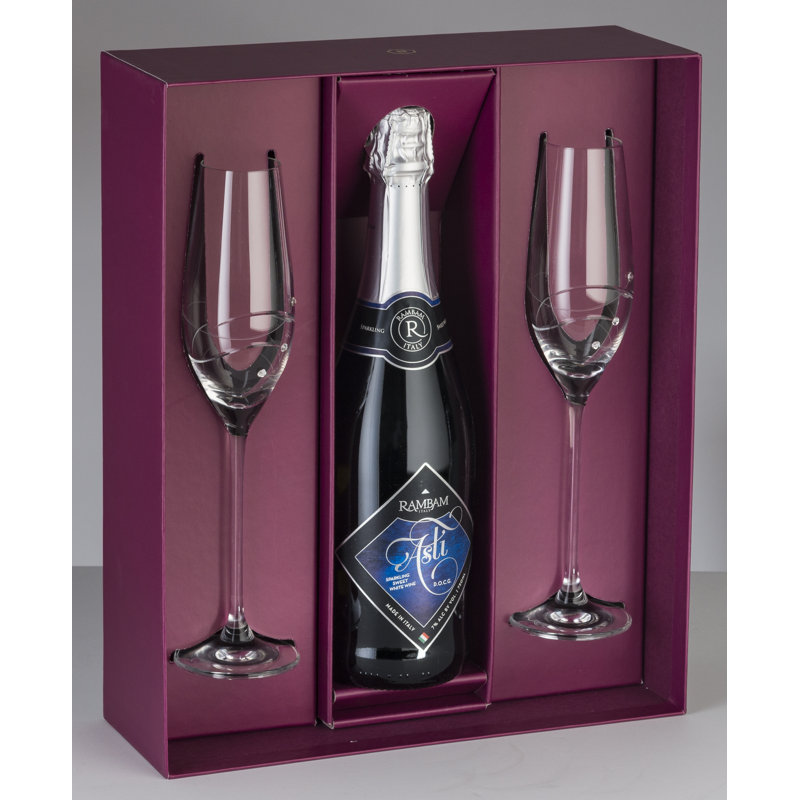 Sparkle 7oz. Handmade Crystal Flute Set with Swarovski Diamonds