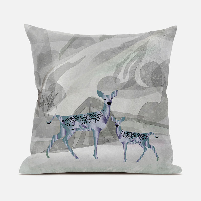 Indoor / Outdoor Square Cushion, Grey/Green, 51cm H x 51cm W