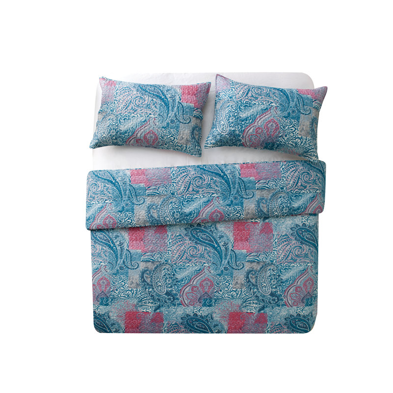 Ava 3-Piece Paisley Quilt Set, King + 1 Quilt and 2 shams