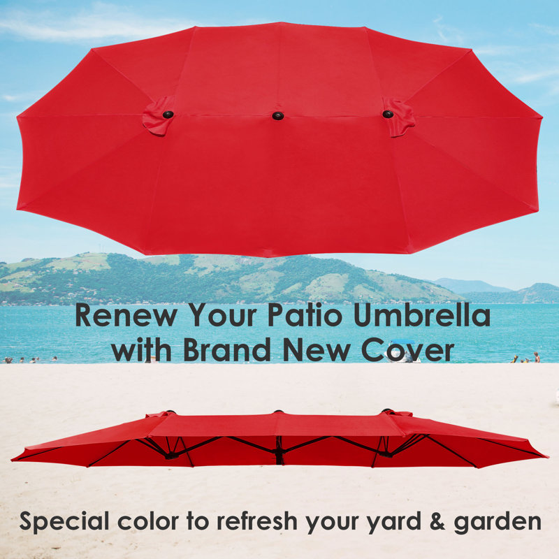 Parasol de remplacement à double face 14 pi 14 pi, Rouge
