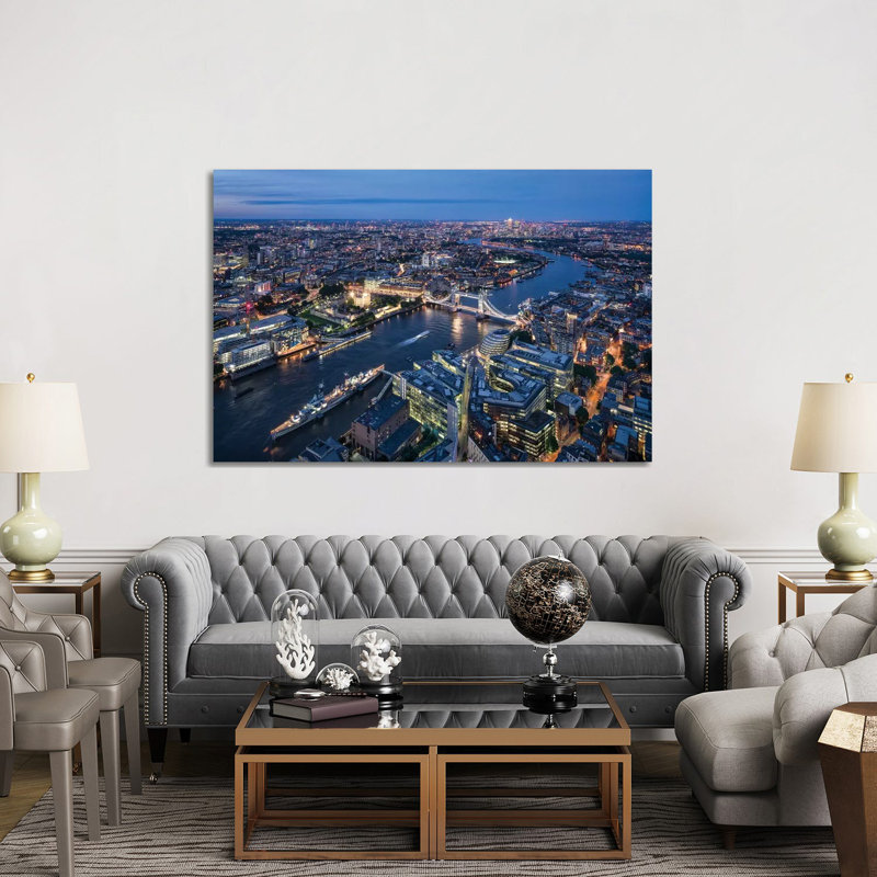 Aerial View Of London With Tower Bridge by Jan Becke - Wrapped Canvas Print, 152.5 cm H x 101.5 cm W