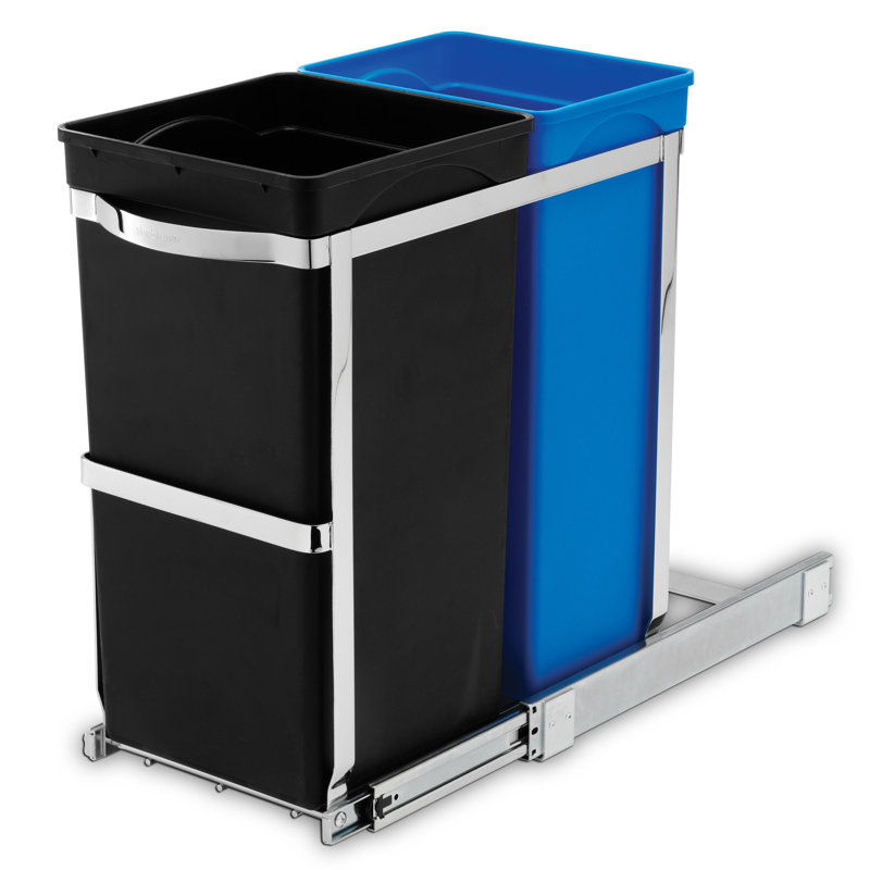 Simplehuman 35L (20/15) Pull Out Recycler Kitchen Bin, Heavy Duty Steel Frame