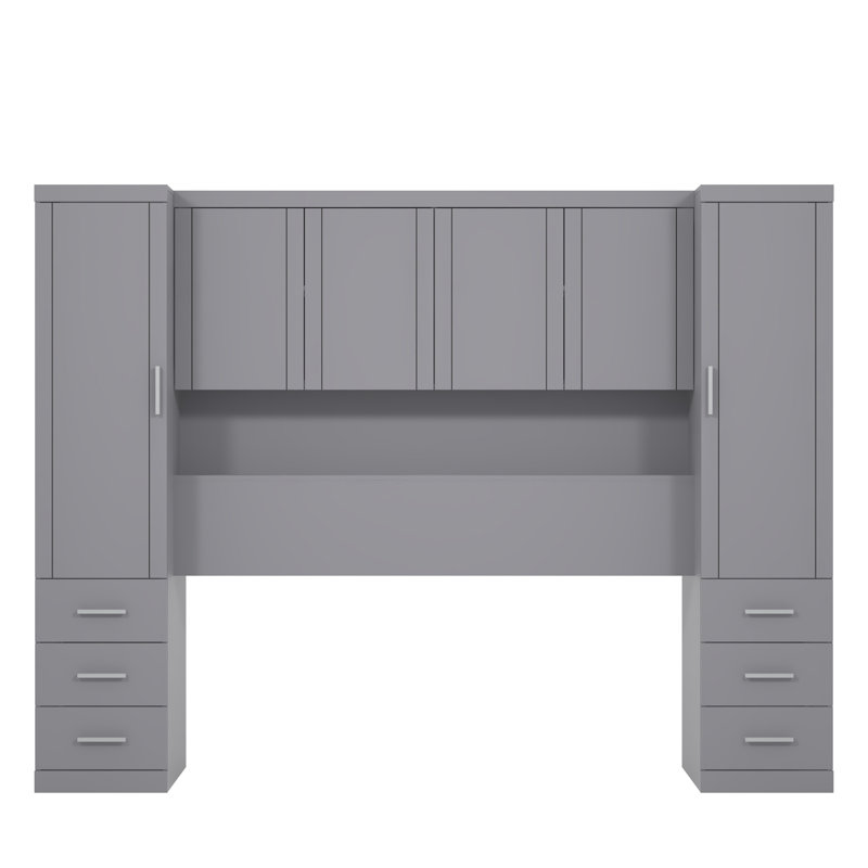 6 Door 6 Drawer Overbed Storage, Cool Grey