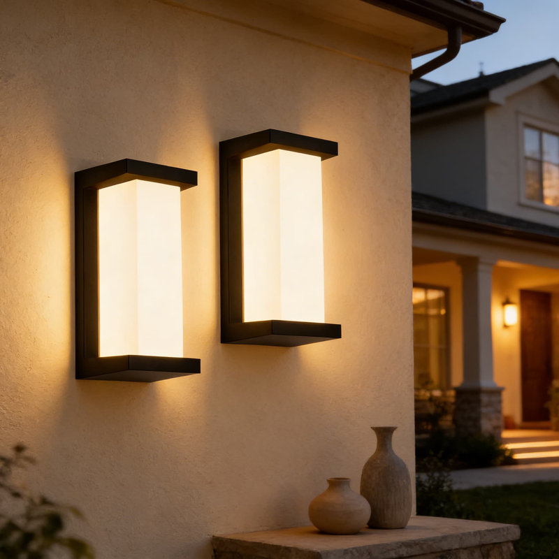 Paquet de 2 lumières murales extérieures télécommandées, éclairage de véranda à DEL à intensité variable 3 couleurs avec fonction de minuterie, luminaires extérieurs imperméables IP65 pour la maison, le garage, la cour