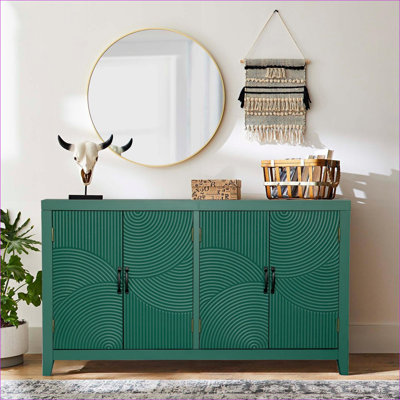 Armoires | Armoire de rangement 59 po vert moyen moderne à 4 portes 59 po Sage
